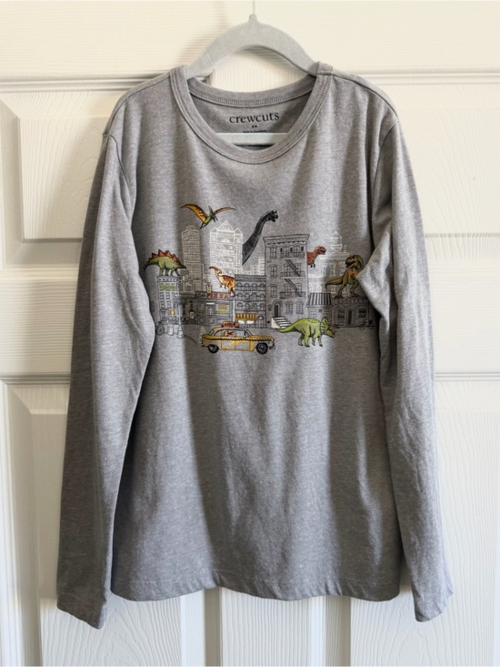 Crewcuts Gray Long Sleeve Tee with Dino City Graphic